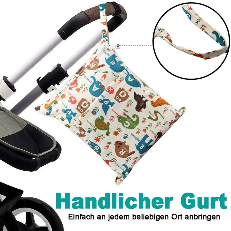 Bynsaer Wetbag Stoffwindeln, Nasstasche Stoffwindeln, 2 Stücke Baby Nasse und Trocken Wickeltasche, Wiederverwendbar, Waschbar Organizer Beutel (Farbe 04) – Bild 6