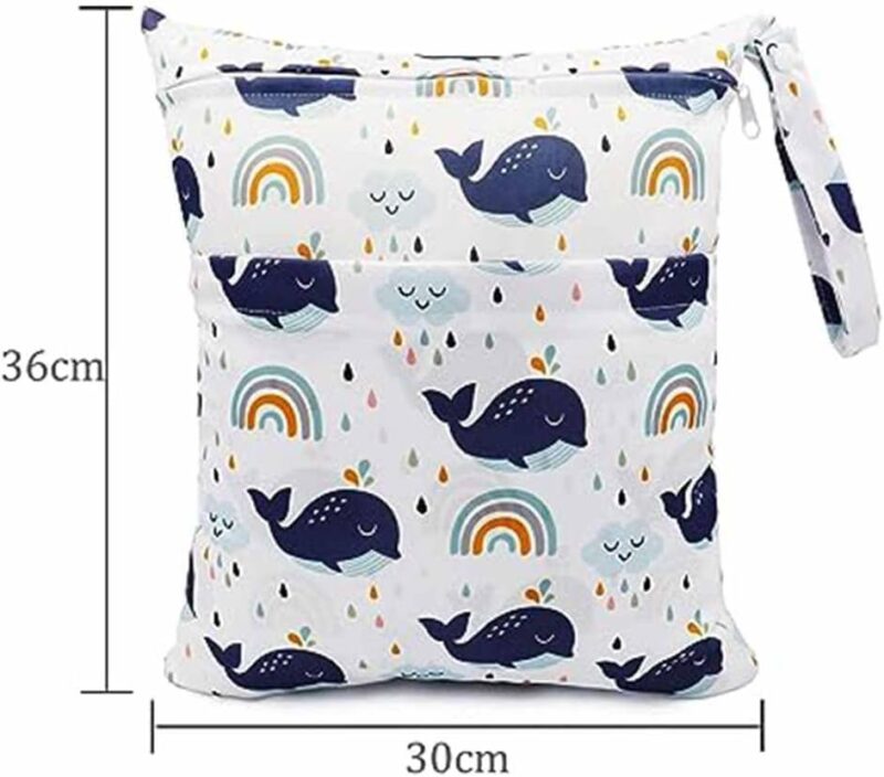 SHTGOI Baby Windeltaschen Nasstaschen Stoffwindeln Taschen Nasse und Trocken Wickeltasche Aufhängen Wetbag mit doppeltem Reißverschluss Wasserdicht Waschbar Organiser für Baby Reisen Unterwegs 5# – Bild 2