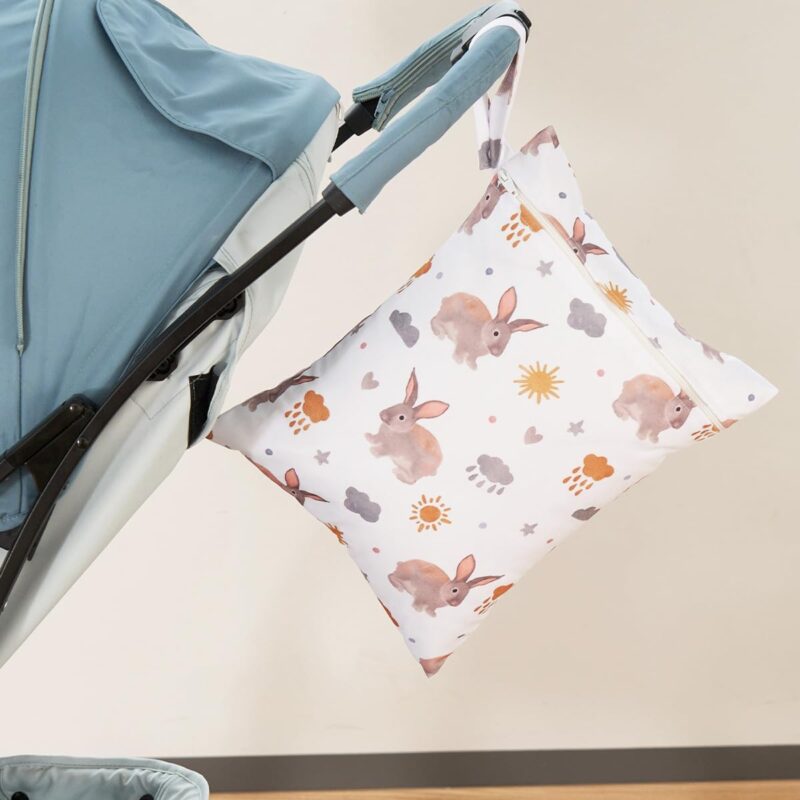 Egurs 30 * 40CM Baby Windeltasche Nasstaschen Wiederverwendbare Wasserabweisend Beutel Wetbag Organiser Bedruckt Windeltasche mit Reißverschluss für Baby Reisen Unterwegs ES001-EF609 – Bild 5