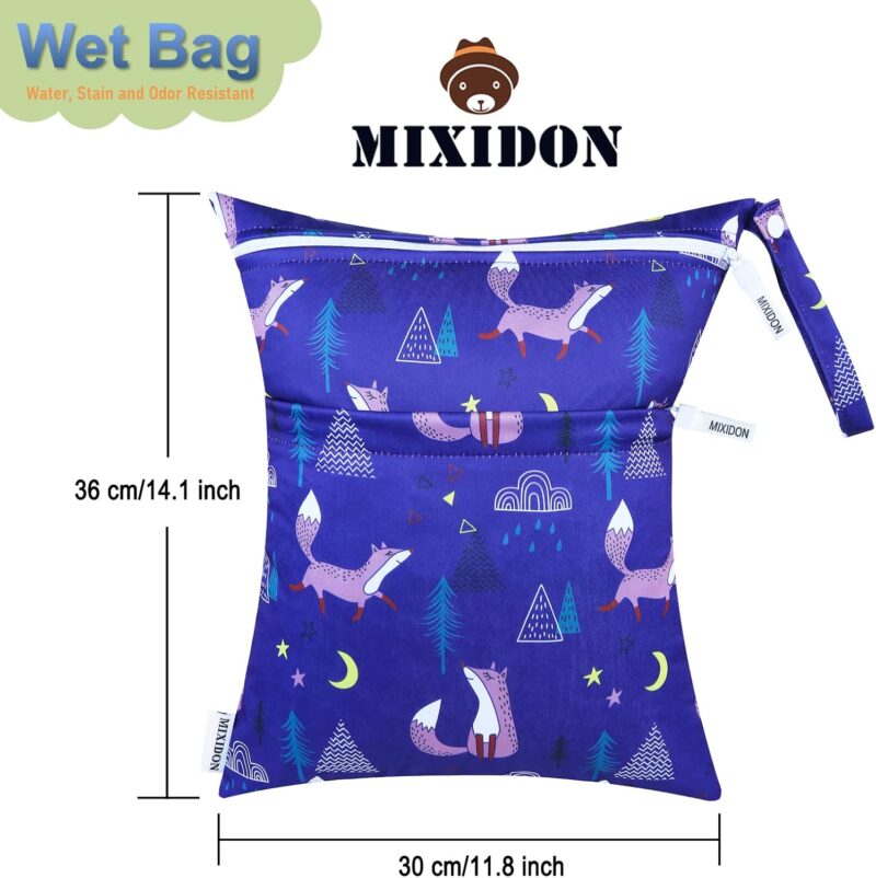 MIXIDON Baby Windeltaschen Nasstaschen Wetbag Schwimmsachen Nasse und Trocken Wickeltasche Wasserdicht Waschbar Organiser für Reisen Gym Strand Pool, Pattern 10 – Bild 2