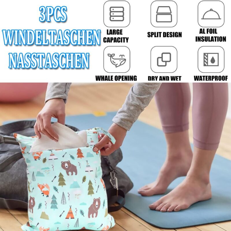 Taeku Nasse und Trocken Wickeltasche Wetbag, wasserdicht waschbar – Bild 3