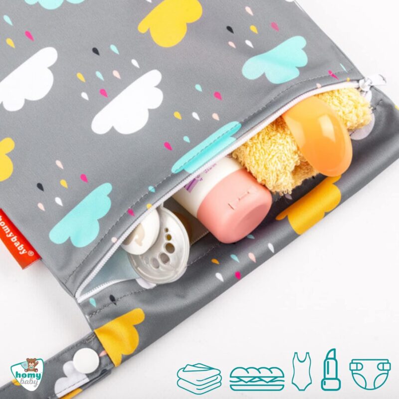 HOMYBABY® Stück Wetbag [x2] - wasserdichte Stofftaschen - Wetbag Kindergarten - Wetbag Stoffwindeln - Nassbeutel Kindergarten - Wäschebeutel Kinderkarten – Bild 4