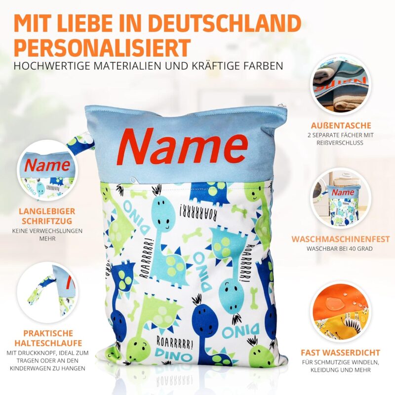 KlamottenBaukasten, personalisierte Wetbag/Nasstasche mit 2 separaten Fächern – Bild 3