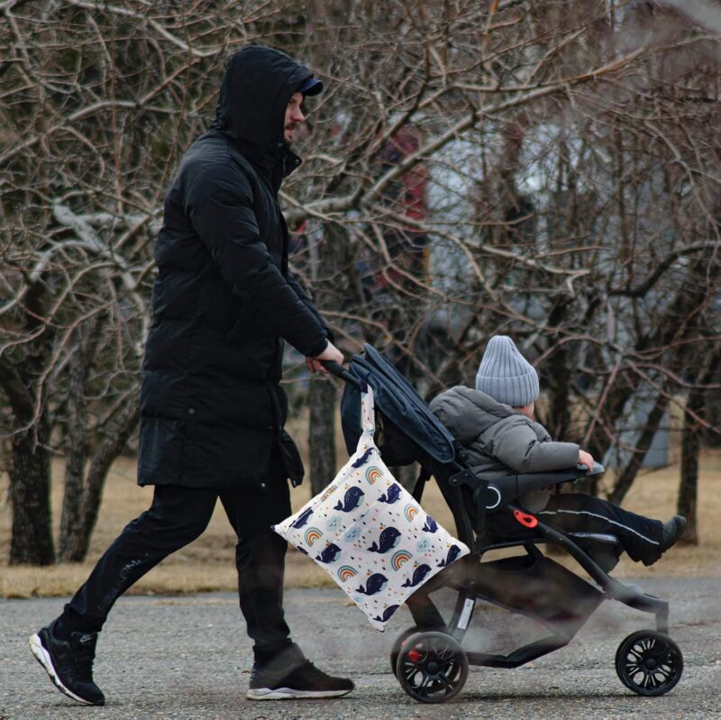 FenFang Stoffwindeln Nasstaschen Kindergarten, Windeltasche Wetbags Wickeltasche Nassbeutel Organiser Taschen Große Wiederverwendbar Wasserdicht mit Reißverschluss für Baby – Bild 2