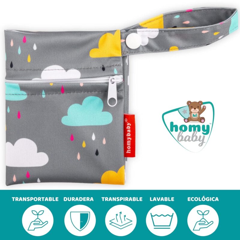 HOMYBABY® Stück Wetbag [x2] - wasserdichte Stofftaschen - Wetbag Kindergarten - Wetbag Stoffwindeln - Nassbeutel Kindergarten - Wäschebeutel Kinderkarten – Bild 5