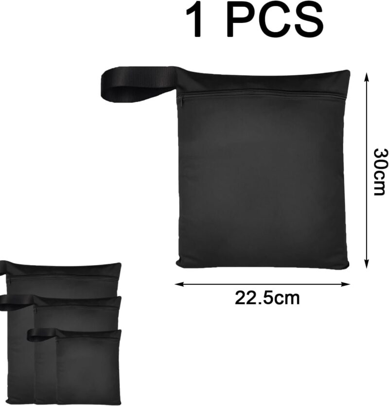 1 Stück 30 * 22.5cm Nasstasche,Wetbag,wasserdichte Wet Bag mit Reißverschluss,Wiederverwendbare Wetbag,Schwimmsachen,schmutzige Kleidung Tasche,für Badeanzüge, Strandtuch(Schwarz) – Bild 2