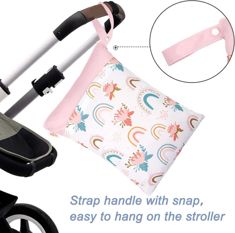 SEAUR Stoffwindeltaschen 2 Stück wasserdichte Nasstasche mit Reißverschluss Wiederverwendbare Windeltasche für Babywindeln Kleidung Farbe 4 – Bild 6