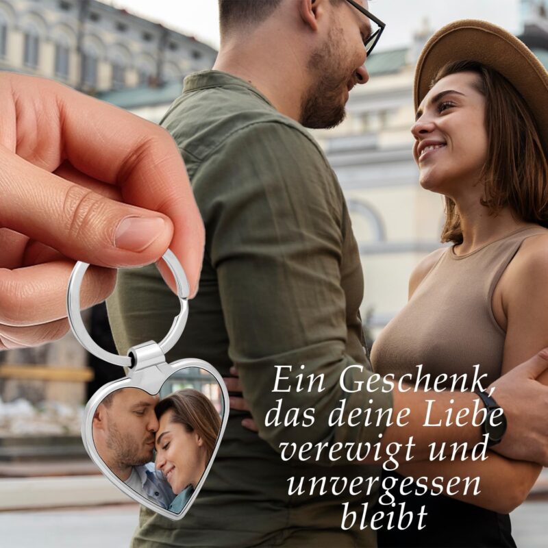 Schlüsselanhänger Personalisiert aus Edelstahl mit Foto & Gravur | Individuelles Fotogeschenk für Männer, Frauen & Partner | Perfekt für Vatertag, Valentinstag & Geburtstage – Bild 5