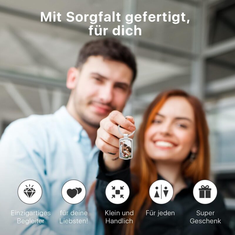 Schlüsselanhänger Personalisiert aus Edelstahl mit Foto & Gravur | Individuelles Fotogeschenk für Männer, Frauen & Partner | Perfekt für Vatertag, Valentinstag & Geburtstage – Bild 6