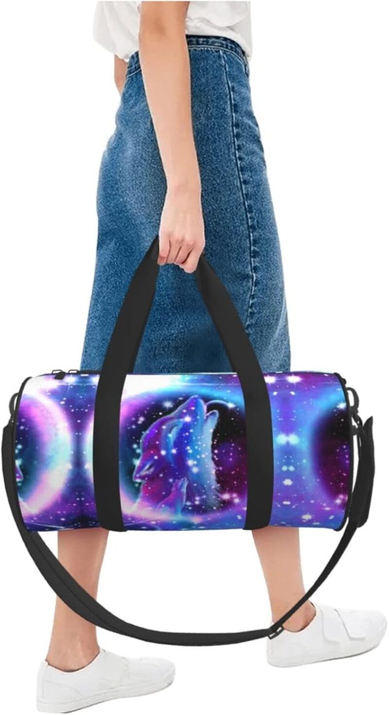 Winter Weihnachten Pinguine Sport Gym Bag mit Nasstasche & Schuhfach, Reise Duffel Bag für Männer Frauen, wolf, Einheitsgröße – Bild 6