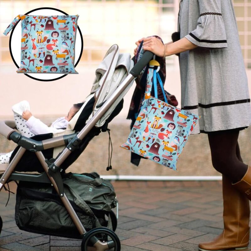 YEAPEAK 2 Stück Wetbag Stoffwindeln, Wetbag Kindergarten, Wet Bag Wiederverwendbare, Nasse und Trocken Wickeltaschen mit Reißverschluss für Kleinkind Schwimmen Gym Reisen, 28 * 30cm – Bild 7