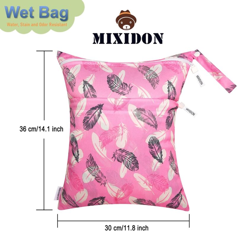 MIXIDON Baby Windeltaschen Nasstaschen Wetbag Schwimmsachen Nasse und Trocken Wickeltasche Wasserdicht Waschbar Organiser für Reisen Gym Strand Pool, Pattern 7 – Bild 2