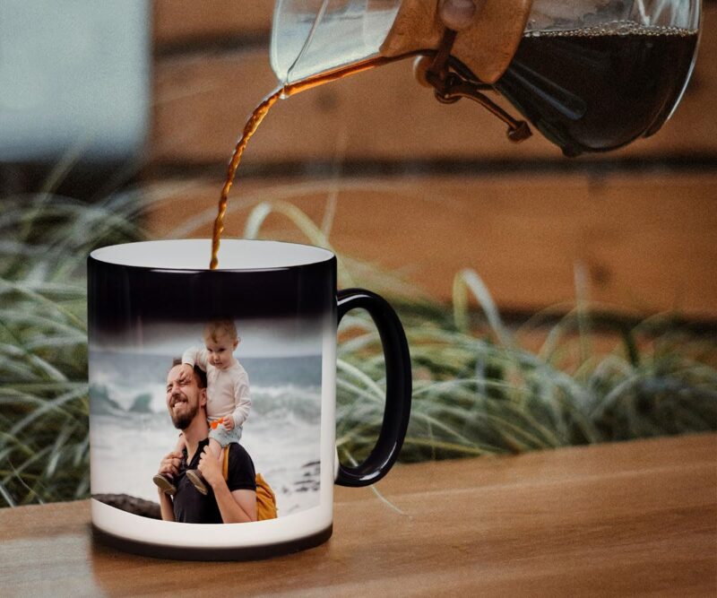 ORWONet personalisierte Zaubertasse mit Foto | 300 ml Magic Mug | Farbwechseltasse: Foto wird durch Heißgetränk sichtbar | Geschenk für Frauen & Männer (Foto, innen weiß) – Bild 2