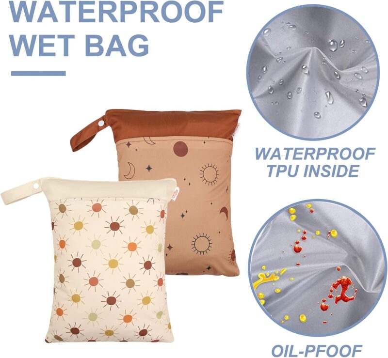 SEAUR Wetbag Baby Kinder Wasserdicht Nasstasche für Unterwegs Kita Kindergarten Windeltasche Reißverschluss Waschbar Wiederverwendbar Beach Pool Gym Nassbeutel - 2 Stück 30 * 40cm – Bild 5