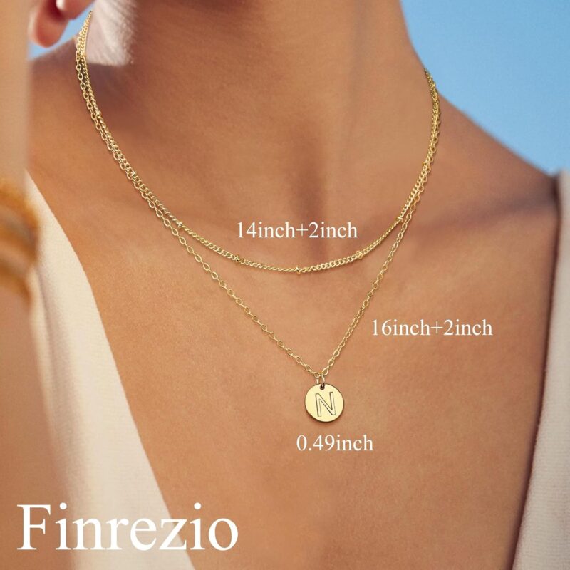 Finrezio Kette Gold Damen Kette Mit Buchstaben 14 Karat Vergoldete Halskette Namen Kette Buchstaben Anhänger Personalisierte Goldene Kette Für Damen Mädchen Beste Freundin Geschenk Schmuck – Bild 4