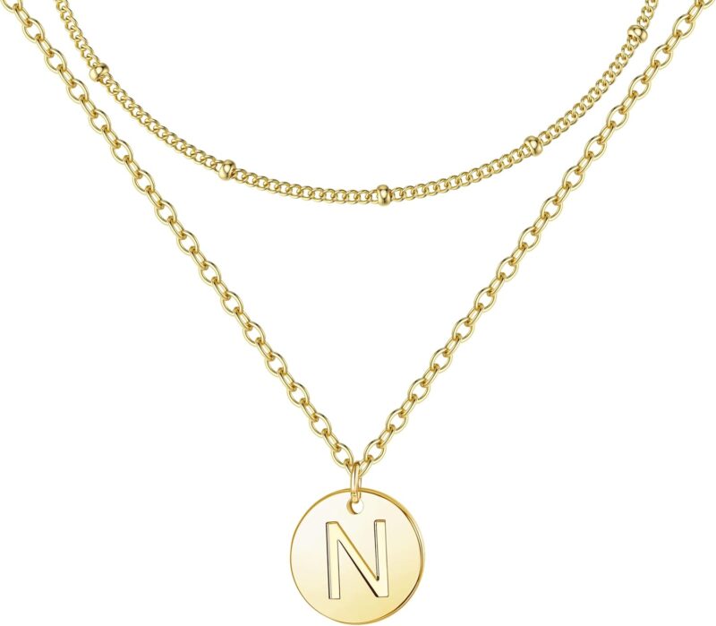 Finrezio Kette Gold Damen Kette Mit Buchstaben 14 Karat Vergoldete Halskette Namen Kette Buchstaben Anhänger Personalisierte Goldene Kette Für Damen Mädchen Beste Freundin Geschenk Schmuck – Bild 7