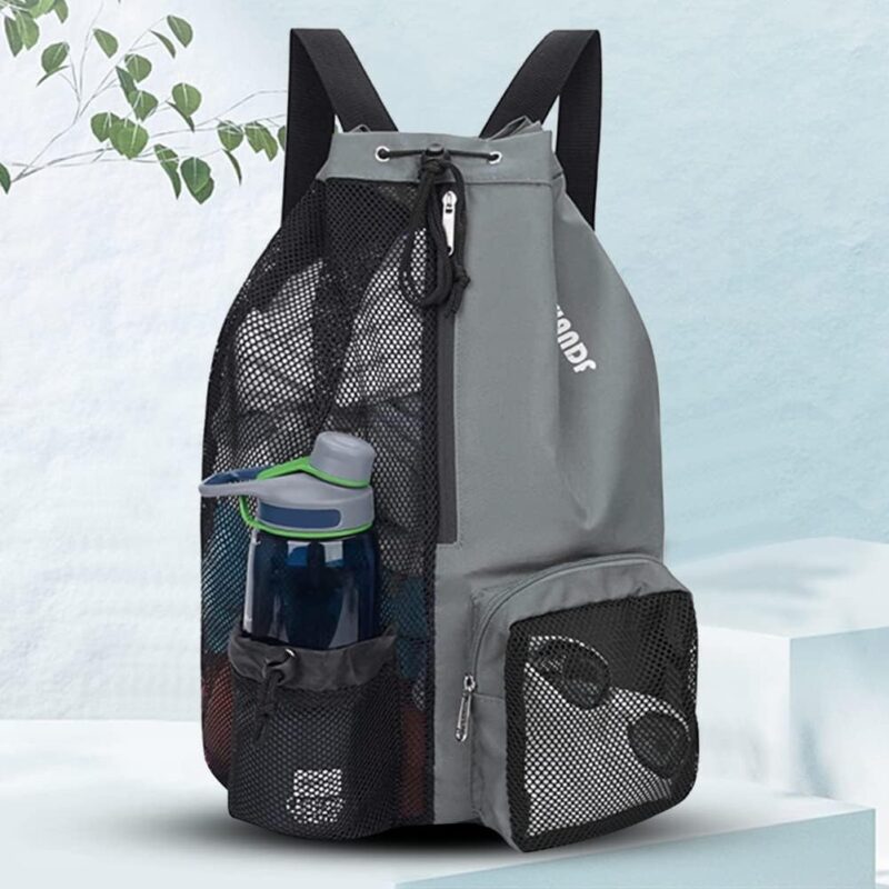 ARVALOLET Mesh-Rucksack mit Kordelzug Turnbeutel Sportbeutel Gym Bag mit Nasstaschen,Schwimmbeutel,Kordelzug-Rucksack für Schule,Sport,Schwimmen,Reisen – Bild 3