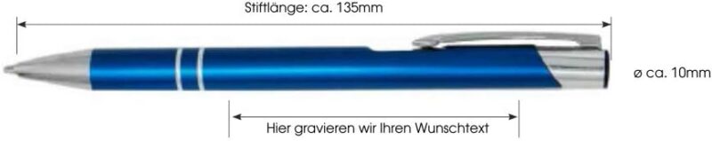 Mitbringsel & Geschenk in Premium-Qualität: personalisierter Metall-Kugelschreiber mit Gravur, Stift mit Name (Blau) – Bild 3