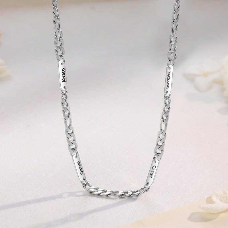 Jeweidea Personalisierte Kette mit Namen Edelstahlkette Herren Kette mit Gravur Namenskette Personalisiert Geschenk für Männer Geschenk Vatertag Jahrestag Geschenk für Ihn – Bild 5