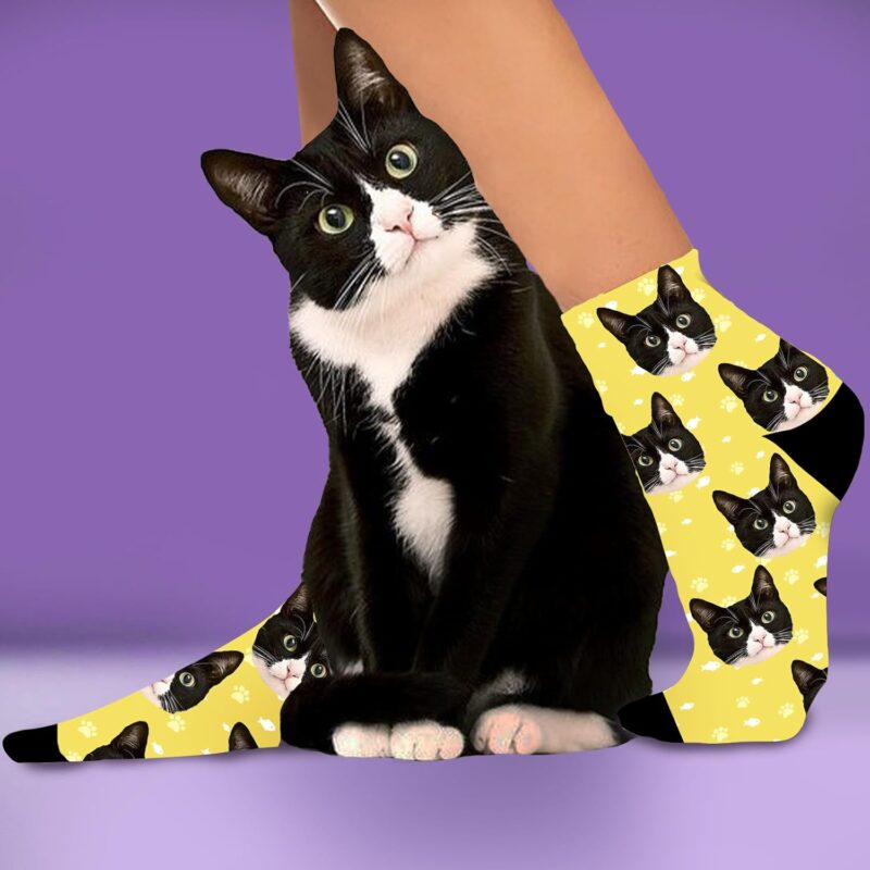 Bemaystar individuelle Socken mit Foto, personalisierte socken mit foto-Haustier-Gesichtssocken für Katzen- und Hundeliebhaber socken mit gesicht personalisiert – Bild 4