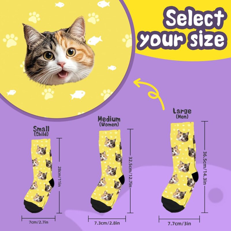 Bemaystar individuelle Socken mit Foto, personalisierte socken mit foto-Haustier-Gesichtssocken für Katzen- und Hundeliebhaber socken mit gesicht personalisiert – Bild 5