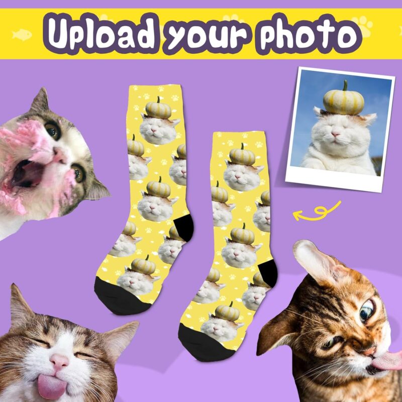 Bemaystar individuelle Socken mit Foto, personalisierte socken mit foto-Haustier-Gesichtssocken für Katzen- und Hundeliebhaber socken mit gesicht personalisiert – Bild 6