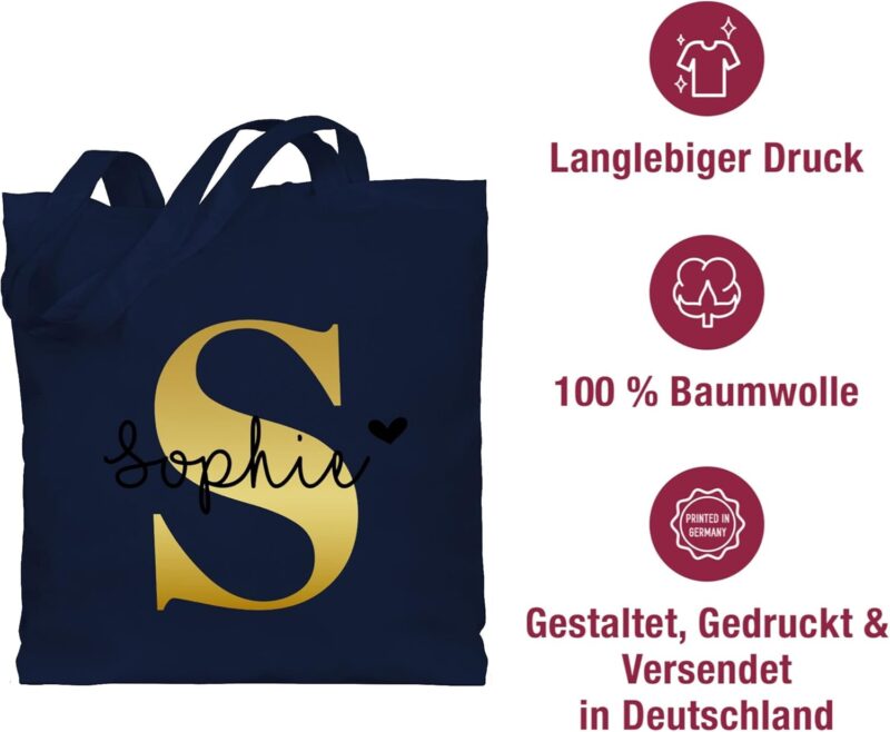 Geschenk mit Namen personalisiert by Shirtracer - Baumwolltasche - Namens Geschenk I Anfangsbuchstabe personalisiert I Initialen mit Name – Bild 6