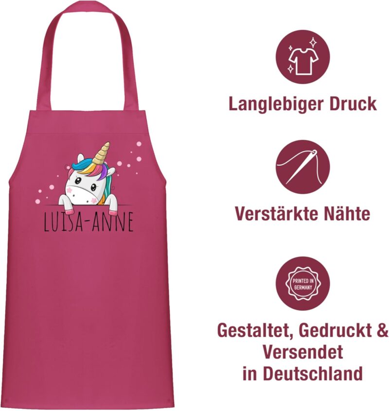 Geschenk mit Namen personalisiert by Shirtracer - Kinderschürze Schürze Kinder Jungen Mädchen - Geschenk Einhorn Süß – Bild 5