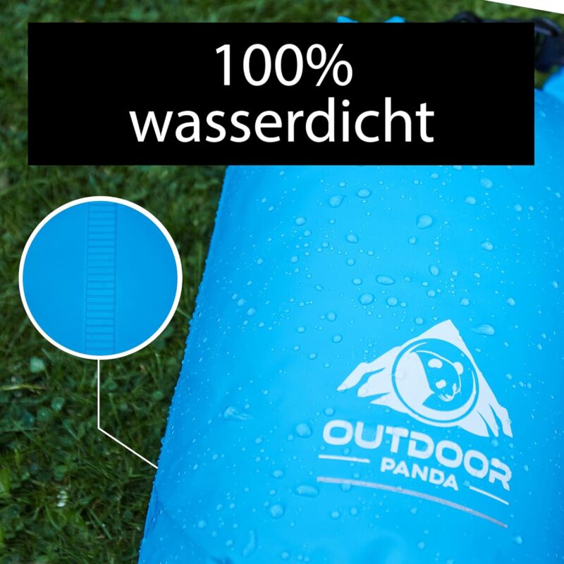 Outdoor Panda Dry Bag Set| wasserdichter Seesack für Kajak, Kanu, Boot, Strand, Angeln, Rafting, Surfen, Fahrrad, Wandern, Outdoor, Camping | Blau | Set (inkl. 2L, 5L, 10L & 15L) – Bild 4