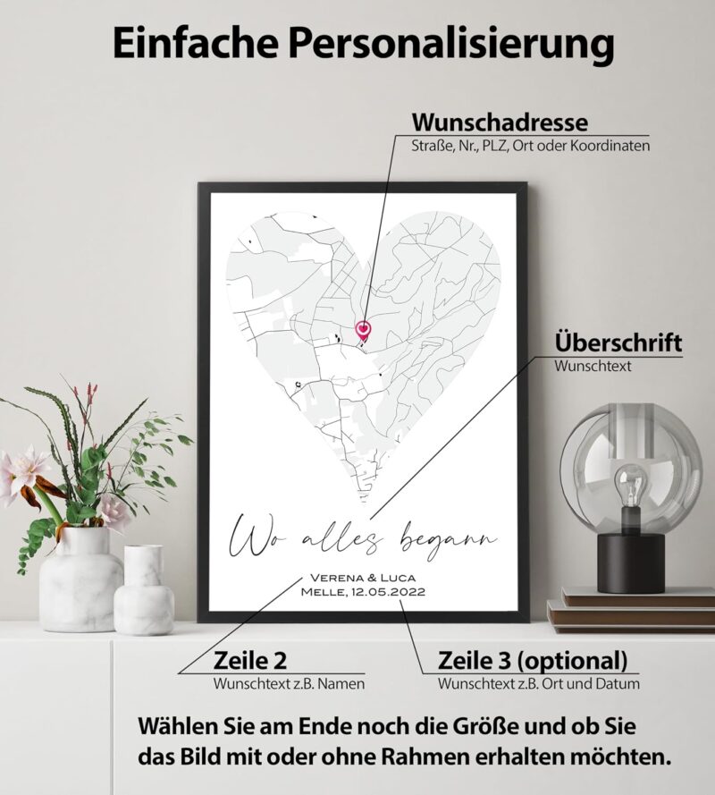 Deqosy Personalisiertes Wo alles begann Poster Geschenke für Frauen, Geschenk Freundin, Geschenk für Sie und Ihn, Partner Geschenke, Geschenke für Freundin Hochzeit Jahrestag – Bild 3