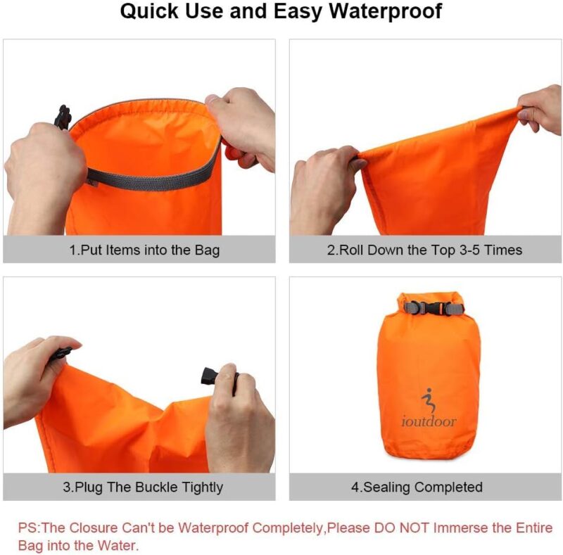 ioutdoor Dry Bag 2L/5L/10L/20L/40L/70L wasserdichte Tasche, Ultra-Light Trockensack Wasserdicht, Abriebfest, Reißfest, für Kajakfahren, Strand, Schwimmen, Camping, Wandern Reisen – Bild 5