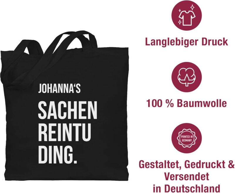 Geschenk mit Namen personalisiert by Shirtracer - Baumwolltasche - Sachenreintuding I Sachen Reintu Ding Name | Stoffbeutel mit Spruch – Bild 6