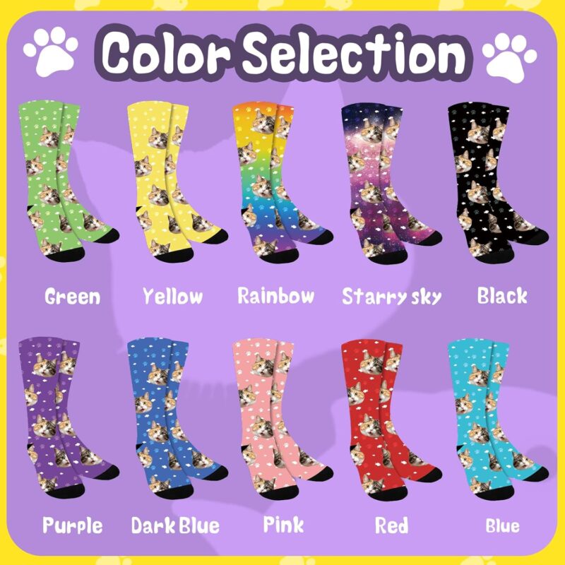 Bemaystar individuelle Socken mit Foto, personalisierte socken mit foto-Haustier-Gesichtssocken für Katzen- und Hundeliebhaber socken mit gesicht personalisiert – Bild 2