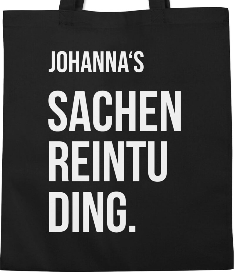 Geschenk mit Namen personalisiert by Shirtracer - Baumwolltasche - Sachenreintuding I Sachen Reintu Ding Name | Stoffbeutel mit Spruch – Bild 2