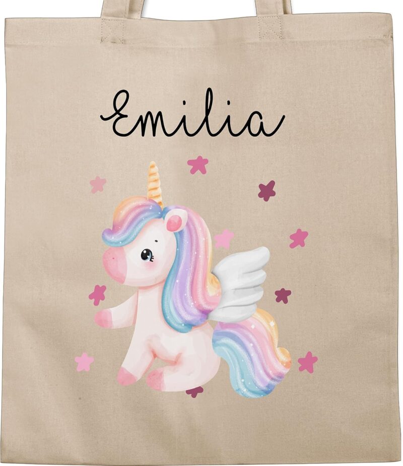 Geschenk mit Namen personalisiert by Shirtracer - Baumwolltasche - Süßes Einhorn Sweet Unicorn – Bild 2