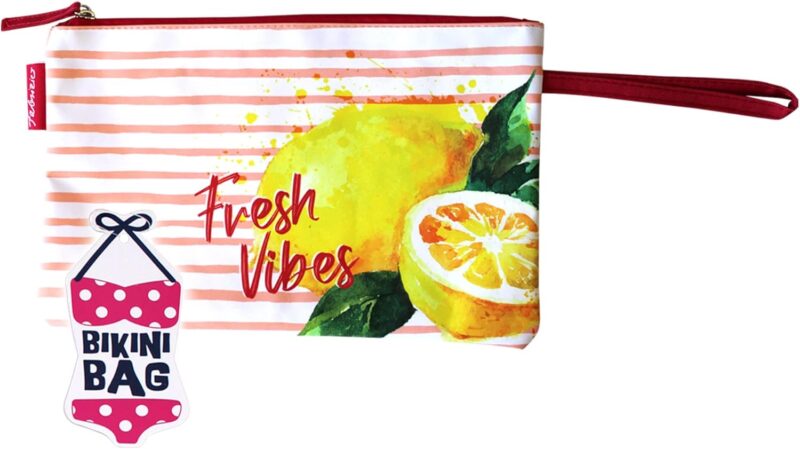 Haus und Deko Bikini Wetbag Fresh Vibes Rot, wasserdichte Badetasche, Bikini Bag im Sommer Design, Nasstasche für Unterwegs, Schwimmbeutel für Urlaub, Strand, Schwimmbad – Bild 2