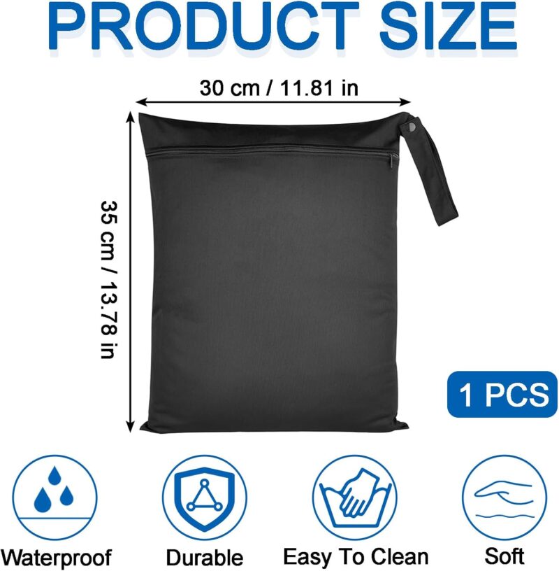 LIURFLNC Nasstasche, 30cmx35cm Wetbag Schwimmsachen, wasserdichte Wet Bag mit Reißverschluss, Wiederverwendbar wasserdichte Tasche für Badebekleidung, Sportkleidung, Schmutzige Kleidung – Bild 2