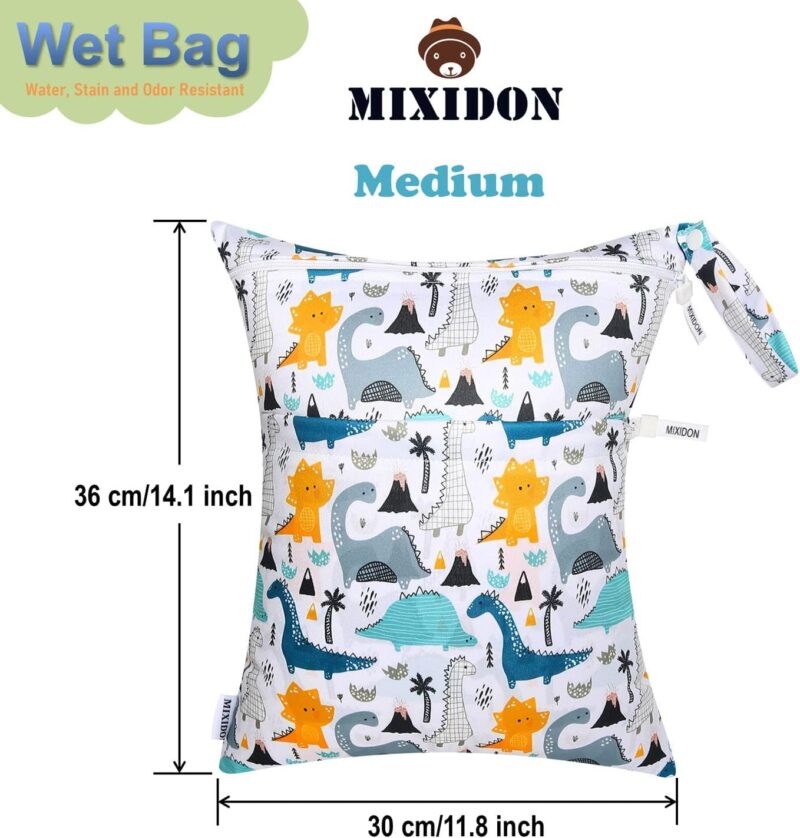 MIXIDON Baby Windeltaschen Nasstaschen Wetbag Schwimmsachen Nasse und Trocken Wickeltasche Wasserdicht Waschbar Organiser für Reisen Gym Strand Pool, Pattern 5 – Bild 2