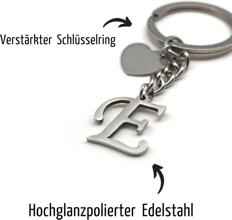 Schlüsselanhänger Buchstabe mit Herz | A-Z Buchstaben | Handmade | Edelstahl Anhänger | Namen Initiale Geschenk Partner Geburtstag Freund Freundin Mutter Vater – Bild 2