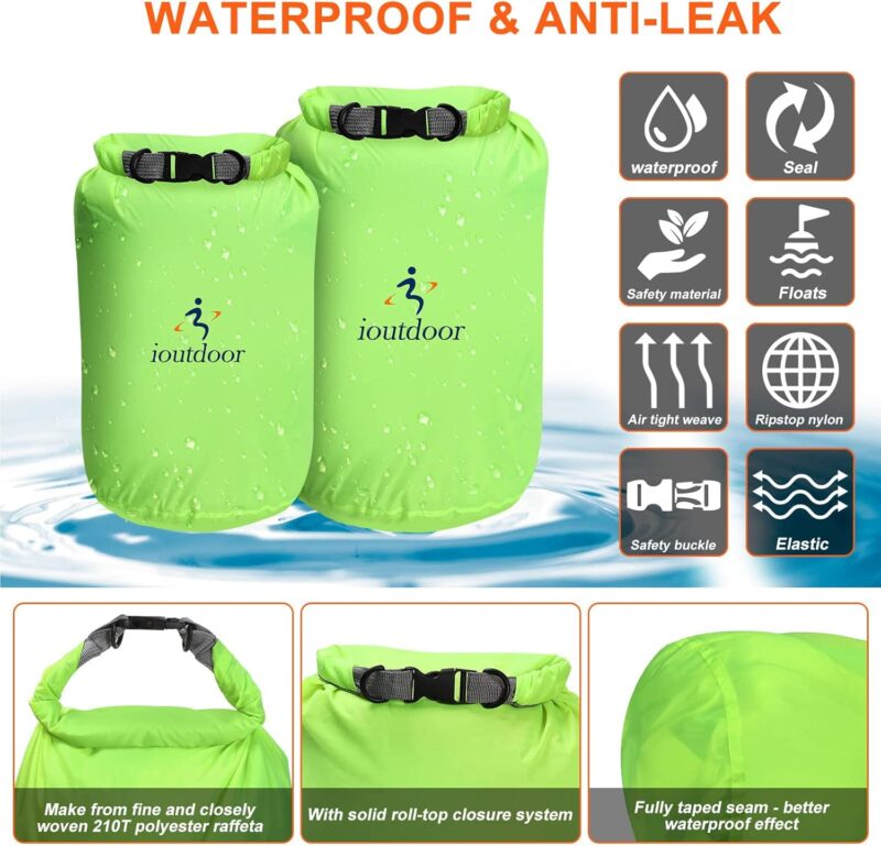 ioutdoor Dry Bag 2L/5L/10L/20L/40L/70L wasserdichte Tasche, Ultra-Light Trockensack Wasserdicht, Abriebfest, Reißfest, für Kajakfahren, Strand, Schwimmen, Camping, Wandern Reisen – Bild 2