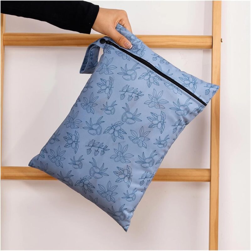 AOEGBY Windelbeutel Wetbag 2 große, 26 x 36 cm große Outdoor-Nass- und Trockenbeutel, tragbare Wickeltasche, wasserdichte Aufbewahrungstasche aus recyceltem Stoff Nasstasche(Color-04) – Bild 6