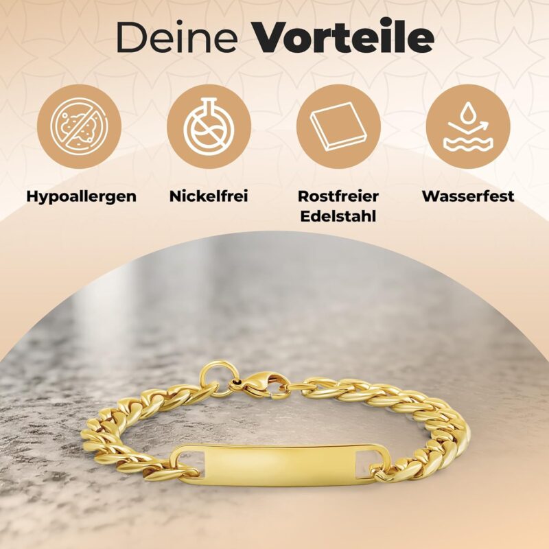 Armband mit Gravur | Personalisierte Armbänder | Partnerarmbänder mit Gravur | Namensgravur | Pärchen Armband | Personalisierbare Partnerarmbänder | Edelstahlarmband für Paare – Bild 7