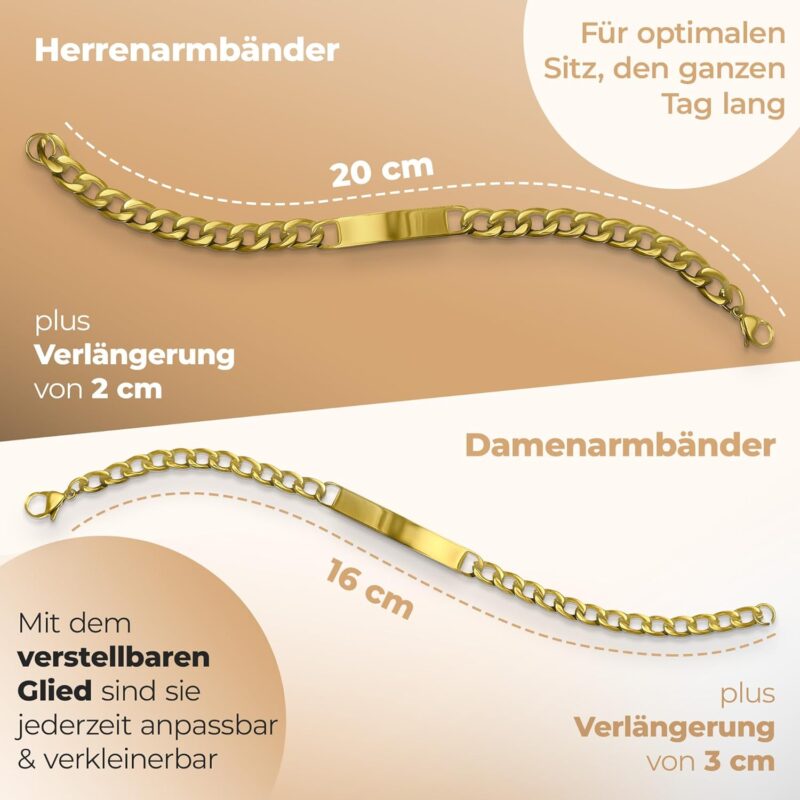 Armband mit Gravur | Personalisierte Armbänder | Partnerarmbänder mit Gravur | Namensgravur | Pärchen Armband | Personalisierbare Partnerarmbänder | Edelstahlarmband für Paare – Bild 8