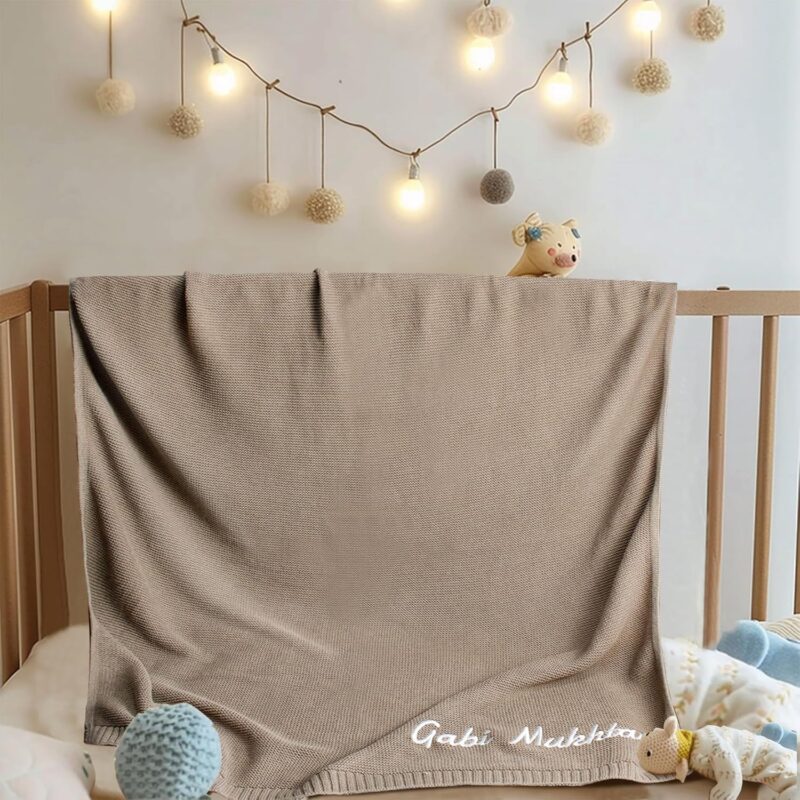 TICBIK Personalisierte Babydecke mit Namen Baumwolle, Strickdecke Baby Decke Neugeborenen Personalisiert, Babydecke Junge Mädchen Baby Geschenk Personalisiert Geschenke mit Namen – Bild 3