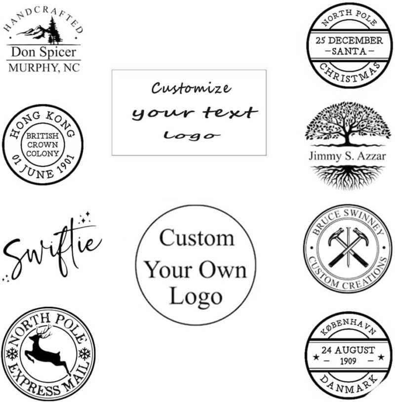 JSWLYWMTPJ 18 personalisierte Designs benutzerdefinierte hölzerne Gummi-Stempel für Business-Logo-Adress-Etiketten – Bild 3