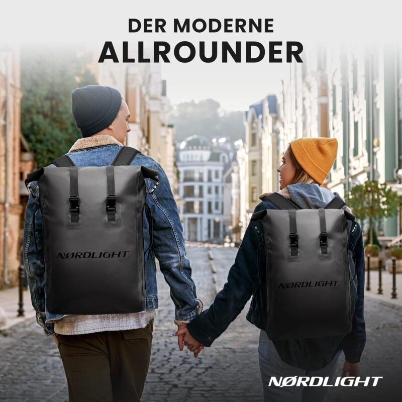 Nordlight Wasserdichter Rucksack Dry Bag 35l - Roll Top Rucksack mit gepolstertem Tragegurt, wasserdichte Tasche für Wassersport, Fahrrad Rucksack, Kurierrucksack, Trekking, Angeln – Bild 6