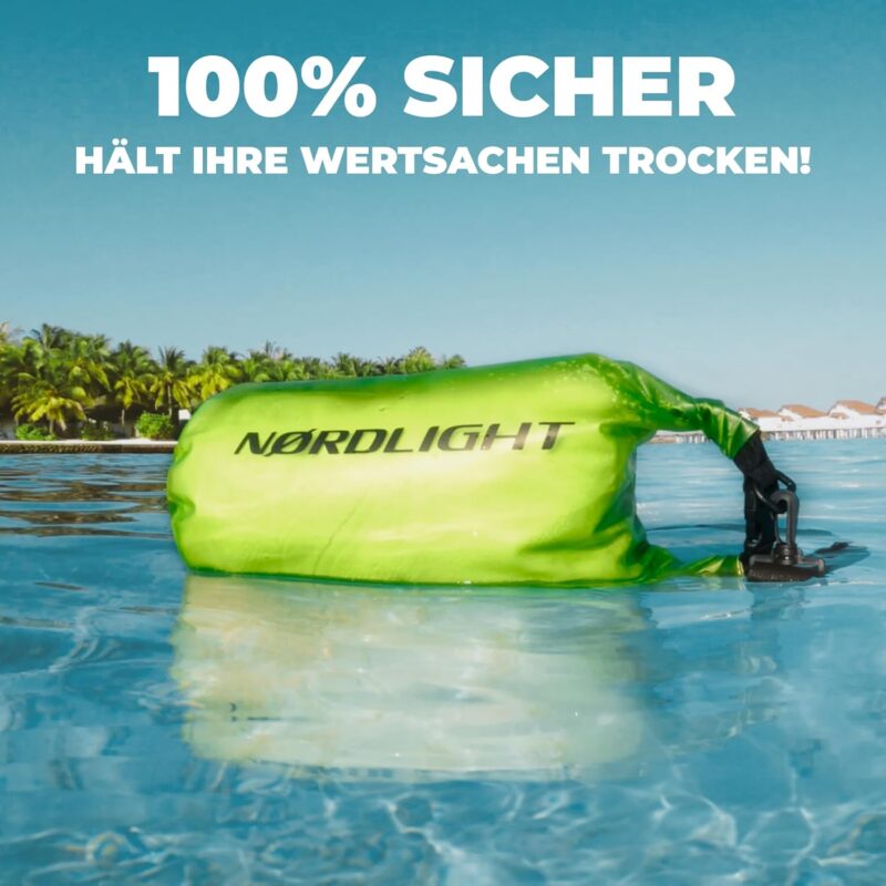 Nordlight Dry Bag wasserdichte Tasche - 2l 5l 10l 15l 20l 30l Liter | Wasserfester Packsack Seesack Beutel Waterproof Drybag + Roll-Top + Schultergurt | Schwimmen Baden Strand Kanu SUP Tauchen Handy – Bild 7