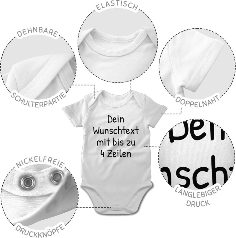 Geschenk mit Namen personalisiert by Shirtracer - Baby Body Junge Mädchen - Aufdruck selbst gestalten - Wunschdruck Text Namen – Bild 4