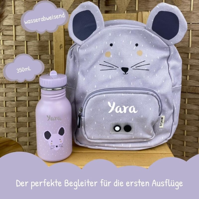 Kidslino Personalisierter Kinderrucksack mit Namen, Trixie Löwen-Design, Ideal für Kindergarten, Kita, Verstellbare Gurte, Kinderfreundliche Reißverschlüsse, Optional mit Trinkflasche – Bild 5