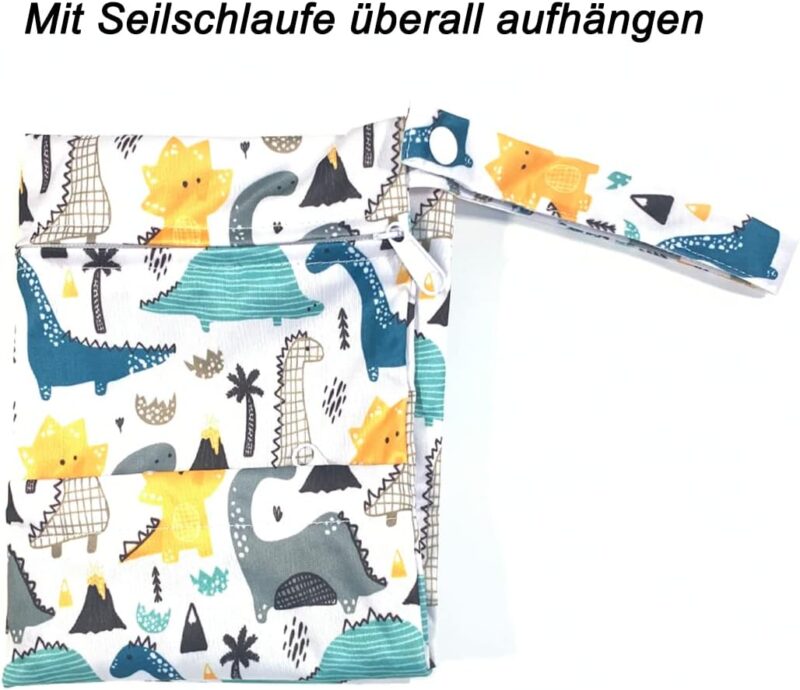 TRASUN Wetbag Kindergarten Nasstasche Windeltaschen Schwimmsachen Nassbeutel Nasse und Trocken Wickeltasche 2er (Blau2, Mittel) – Bild 5